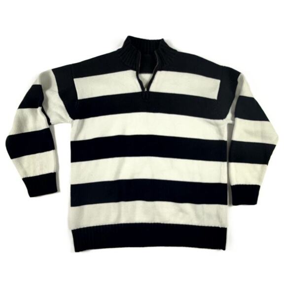 Lauren Ralph Lauren Tops - Lauren Ralph Lauren Womens Large Striped Navy Blue & White 1/4 Zip